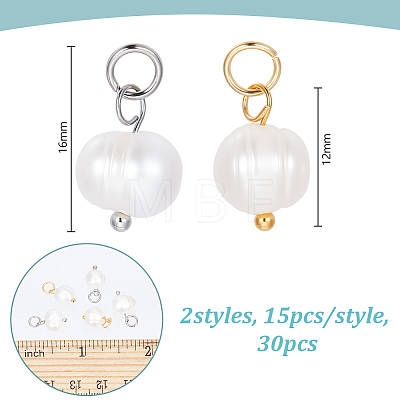 30Pcs 2 Colors Natural Cultured Freshwater Pearl Pendant PALLOY-GA00037-1