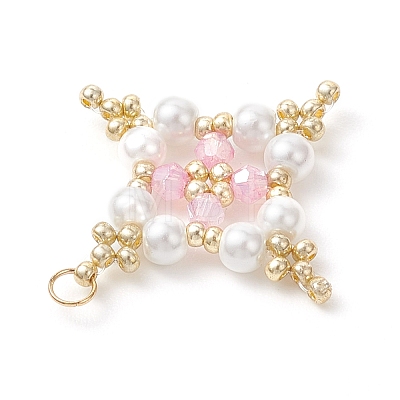 Glass Seed Beaded Star Pendants PALLOY-MZ01165-01-1