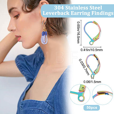 50Pcs 304 Stainless Steel Leverback Earring Findings STAS-BBC0001-54-1