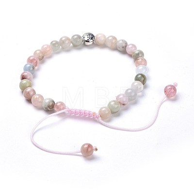 Natural Morganite Braided Bead Bracelets BJEW-JB04243-03-1