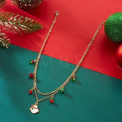 Christmas Alloy Enamel & Rhinestone & Glass Pendant Bib Necklaces FS-WGCF3BB-04-1