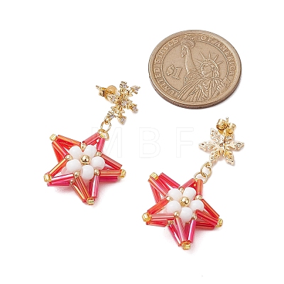 Glass Star Stud Earrings EJEW-MZ00256-05-1