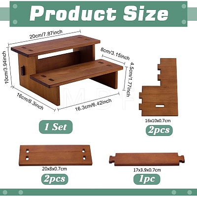 2-Tier Pine Wood Display Riser Stands for Cosmetic DJEW-WH0816-004A-1