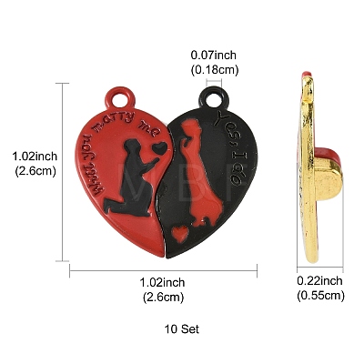 10 Bags Spray Painted Alloy Red and Black Enamel Split Pendants FIND-FS0004-21-1