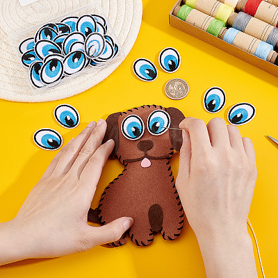 20 Pairs Polyester Cloth Self-adhesive Patches DIY-PH0038-19B-1