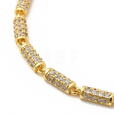 Clear Cubic Zirconia Column Link Chain Necklace NJEW-E074-04G-1