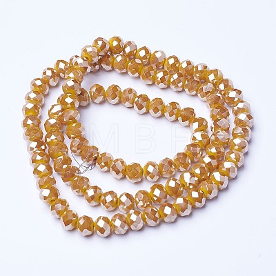 Electroplate Opaque Solid Color Glass Beads Strands EGLA-A034-P8mm-C07-1