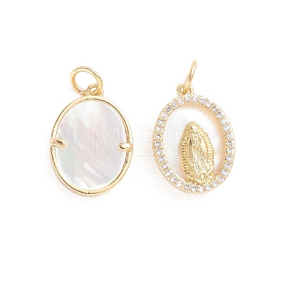 Brass Cubic Zirconia Pendants for Religion ZIRC-E164-49G-1