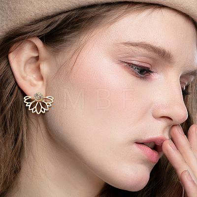 9 Pairs 9 Style Lotus & Teardrop & Triangle Plastic Imitation Pearl Beaded Stud Earrings EJEW-FI0001-21-1
