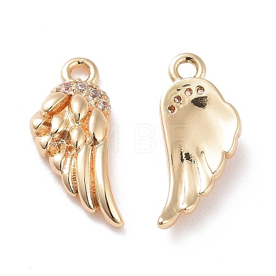 Brass Micro Pave Clear Cubic Zirconia Charms X-KK-G418-12G-1