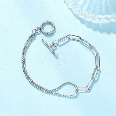 304 Stainless Steel Ball & Paperclip Chains Bracelets for Women BJEW-JB12716-1