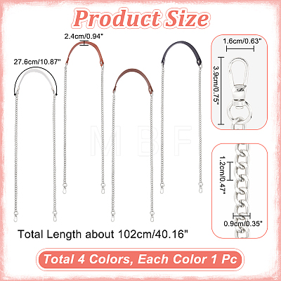 WADORN 4Pcs 4 Colors Imitation Leather Crossbody Long Purse Straps FIND-WR0009-03P-1