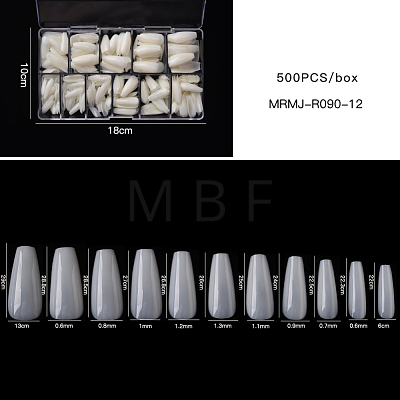 Ultrathin Opaque Full Cover Plastic Pointed False Nails MRMJ-R090-12-1