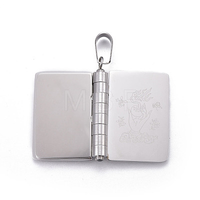 304 Stainless Steel Book Pendants for Teachers' Day STAS-P235-10P-1