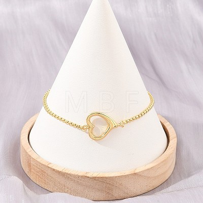 Brass Heart Link Bracelets for Women KK-CBA68DA-02-1