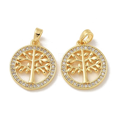 Brass Micro Pave Cubic Zirconia Pendents KK-R210-21G-02-1