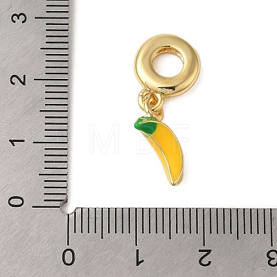 Rack Plating Brass Yellow Enamel Fruit European Dangle Charms KK-P279-36G-1