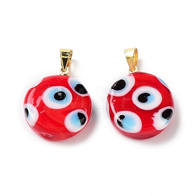 Handmade Evil Eye Lampwork Pendants LAMP-F030-01G-06-1