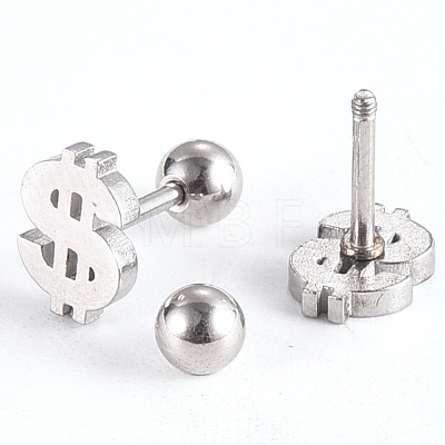 201 Stainless Steel Barbell Cartilage Earrings EJEW-R147-27-1