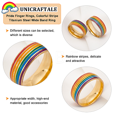 Unicraftale 4Pcs 4 Style Pride Finger Rings RJEW-UN0001-21G-1