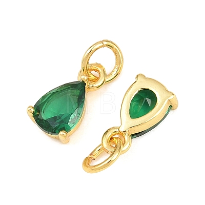 Brass Pave Cubic Zirconia Charms KK-K340-51G-08-1