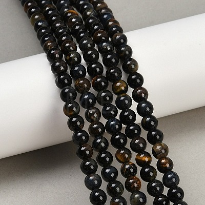 Natural Yellow Blue Tiger Eye(Dyed & Heated) Bead Strands G-P230-07-6mm-AB-01-1