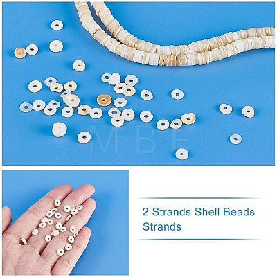  2 Strands Shell Beads Strands SSHEL-NB0001-29-1