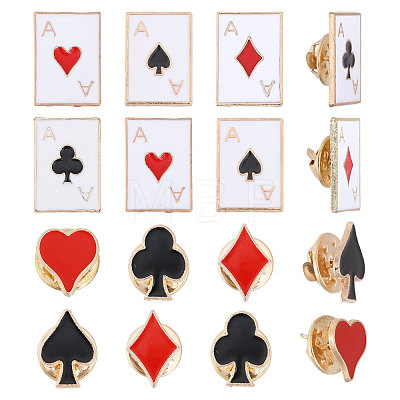 CHGCRAFT 2 Sets Playing Card Theme Enamel Pins Kit JEWB-CA0001-49-1