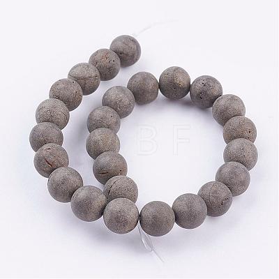 Natural Pyrite Beads Strands G-P303-03-6mm-8-1