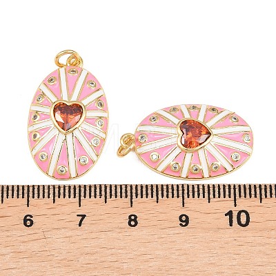 Rack Plating Brass Micro Pave Clear Cubic Zirconia Pendants KK-H474-23G-02-1