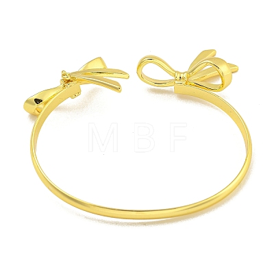 Rack Plating Bowknot Brass Cuff Bangles for Women BJEW-B106-25D-G-1