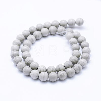 Natural Silver Line Jasper Beads Strands G-F531-8mm-O-1