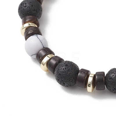 4Pcs 4 Styles Synthetic Howlite & Hematite Natural Lava Rock & Coconut Beads Stretch Bracelets BJEW-JB13448-1