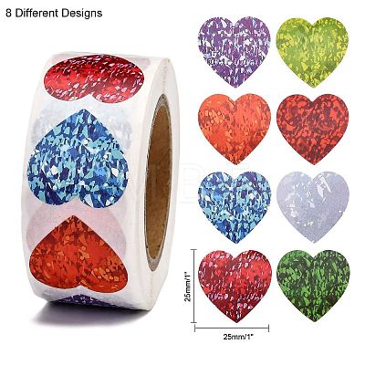 Heart Shaped Stickers Roll X-DIY-K027-A16-1