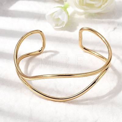 304 Stainless Steel Cuff Bangles for Women BJEW-Z150-01G-02-1