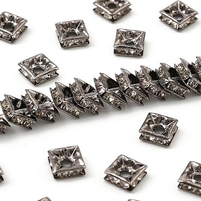 Brass Rhinestone Spacer Beads RB-A013-6x6-01B-NF-1