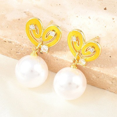 Valentine's Day Brass Clear Cubic Zirconia Dangle Stud Earrings EJEW-Z164-07G-04-1