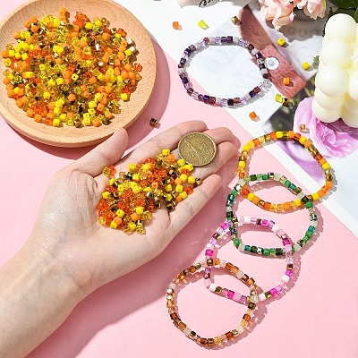 500Pcs Cube Glass Beads GLAA-YWC0005-01A-1