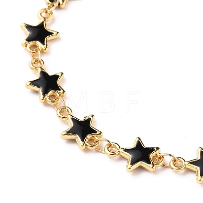 Alloy Enamel Star Link Chain Necklaces NJEW-JN03176-1