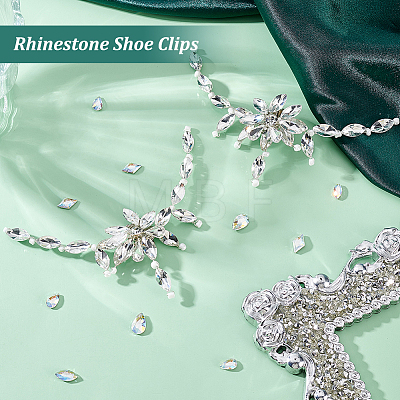 AHADERMAKER 1 Pair Flower Crystal Rhinestone Wedding Shoe Decorations FIND-GA0003-62-1
