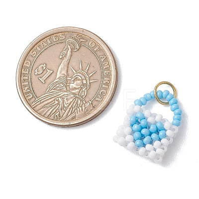 Glass Seed Beaded Handbag Pendants PALLOY-MZ01217-1