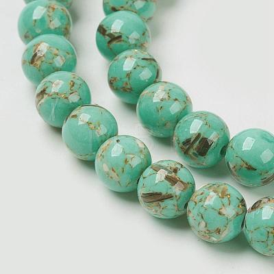 Sea Shell and Synthetic Turquoise Assembled Beads Strands G-G758-07-10mm-1