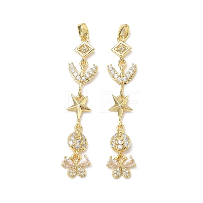 Brass Micro Pave Clear Cubic Zirconia Big Pendants CU-E004-01G-1