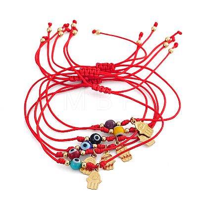 6Pcs Glass Evil Eye Beaded Braided Bracelet Sets ID6668-7-1