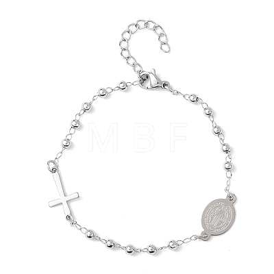 Religion 304 Stainless Steel Link Bracelets BJEW-F524-05A-P-1