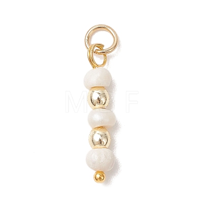 Natural Cultured Freshwater Pearl Potato with Round Electroplate Synthetic Non-magnetic Hematite Pendants PALLOY-JF04853-02-1