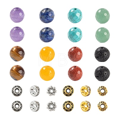 285Pcs 14 Style Natural Mixed Faceted Round Gemstone Beads G-LS0001-58-1