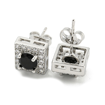 Brass Micro Pave Cubic Zirconia Ear Studs EJEW-P261-15P-1