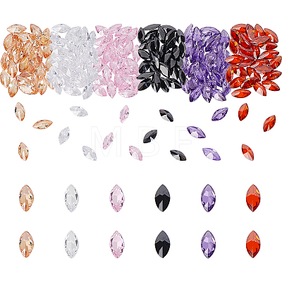 180Pcs 6 Colors Cubic Zirconia Pointed Back Cabochons ZIRC-PH0001-44-1