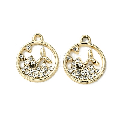 UV Plating Alloy Rhinestone Pendants FIND-B039-02G-06-1